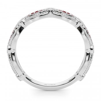Antique Style Ruby & Diamond Wedding Ring Band in Platinum (0.20ct)